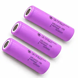 Набор аккумуляторов 3шт Samsung INR18650-35E 3400 мАч Li-ion 3.7 В 18650 без защиты ток разряда 8 А до 13 А 2026 ГОД