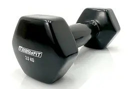 Гантель для фітнесу 3.0 кг EasyFit із вініловим покриттям чорна (EF-0030-BK)
