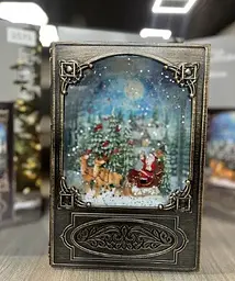 Новорічний нічник Xmas WDL-24023В музичний світильник з ефектом снігового вихору від батарейок Бронзовий - мініатюра 2