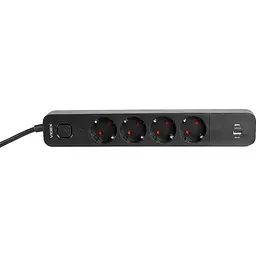 Мережевий подовжувач Videx Oncord з кнопкою USB (QC3.0) + USB-C (PD20W) чорний 3 м (VF-PD43G1QC1PD-B) - мініатюра 4