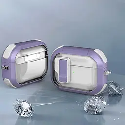 Футляр протиударний Locking Button для навушників Airpods Pro Light Purple - мініатюра 4