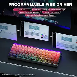 Магнітна клавіатура AULA HERO 68 HE / 60% / Дротове підключення / Sea Emperor Magnetic Switch / Red Lines - мініатюра 6
