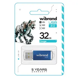 USB флеш накопичувач Wibrand 32GB Cougar Blue USB 2.0 (WI2.0/CU32P1U) - мініатюра 2
