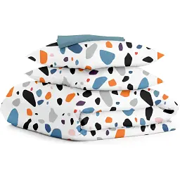 Комплект постільної білизни Cosas євро з простирадлом на резинці GEMSTONES CS4 200 x 220 см (StoneOrangeBlueWhite_El160-Sky_200)