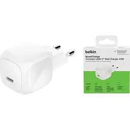 Мережевий зарядний пристрій Belkin BoostCharge Compact USB-C PD 45W White (WCA013KQWH) [158900] - мініатюра 4