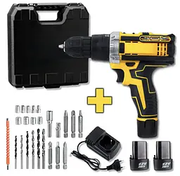 Набір з акумуляторним шурупокрутом із насадками screw driver sets yellow 12 В Повний комплект у валізі! - мініатюра 2