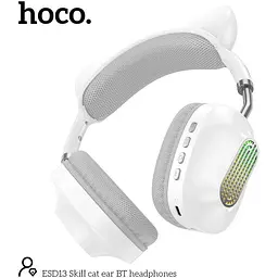 Навушники бездротові Hoco ESD13 Skill cat ear BT з вушками кота білі - мініатюра 2