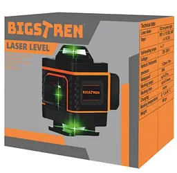 Лазерний рівень 4D Bigstren 18763 (16 ліній), зелений промінь 360°, самовирівнювальний нівелір із пультом та кейсом - мініатюра 9
