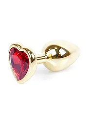 Анальна пробка Jewellery Gold Heart Plug Red - мініатюра 8
