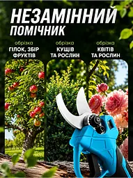 Садовий набір 2в1: електричний секатор та акумуляторна міні-пила 48V з кейсом і 2 АКБ - мініатюра 7