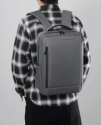 Рюкзак міський з кишенею для ноутбука Oumantu 2106-1 15,6 USB-порт Grey (IBN045S) - мініатюра 9