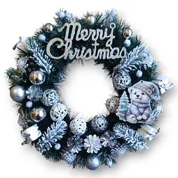 Новорічний вінок "Merry Christmas II" 40 см різдвяний декоративний на двері (HC23)