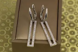 Сережки підвіски Xuping Jewelry прямокутники 4,3 см сріблясті - мініатюра 2