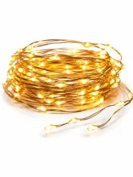 Світлодіодна новорічна LED гірлянда-нитка “Краплі роси” 100 LED 10 м, на батарейках + USB (теплий білий)