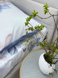 Комплект постільної білизни Ecotton полуторний 150х215 см Квіти двосторонній білий \ синій (21003АВ) (23347) - мініатюра 5