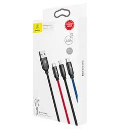 Кабель Baseus Three Primary Colors 3-in-1 Cable Black - мініатюра 2