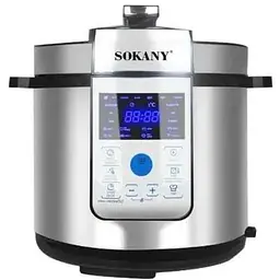 Мультиварка скороварка Sokany SK-07044 сенсорний екран чаша 6 л Серебристий 1500 Вт