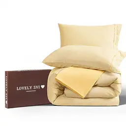 Комплект постільної білизни Полуторний Lovely Svi (120 г/м2) варена бавовна - Жовта смужка