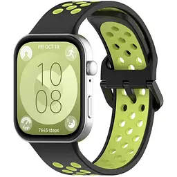 Ремінець DK CDK для Huawei Watch Fit 4 Silicone Sport Band Nike (017791) (black / green) - мініатюра 2