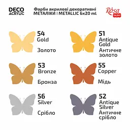 Набір акрилових фарб для декору металіки 6×20 мл ROSA ТАLENT (4823098511670) - мініатюра 4