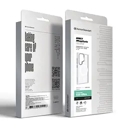 Чехол Samsung Galaxy S25 Ultra 5G, Unit MagSafe, белый, прозрачный, магсейф, противоударный, магнитный, панель-накладка с поддержкой MagSafe, с поддержкой беспроводной зарядки, TPU+PC, защита всего корпуса, ударопрочный, ArmorStandart (ARM82266) - мініатюра 6