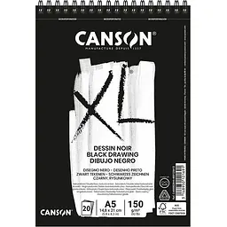 Альбом для ескізів Canson на спіралі XL Dessin Black 150г/м2 чорний колір