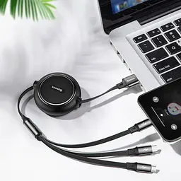 Кабель Baseus Golden Loop 3 in 1 Elastic Cable USB to Type-C/Lightning/MicroUSB 3.5A 1.2m CAMLT-JH01 Black - мініатюра 6
