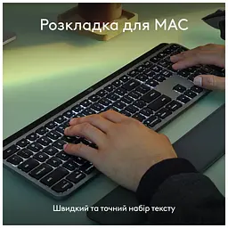 Клавіатура Logitech MX Keys S для MAC Bluetooth/Wireless UA Space Grey (920-011637) - мініатюра 6