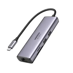 Хаб USB Ugreen CM512 Type-C 3.1 to 2xUSB 3.0, HDMI 4K, GLan, SD/TF (60515)