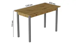 Стіл кухонний Ferrum-decor Маріо 75x120x80 Сірий ДСП Дуб Артізан 16мм (FRD-105737) - мініатюра 3