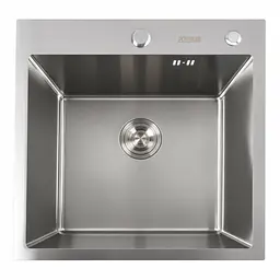 Кухонна мийка Platinum Handmade 500x500x220 (товщина 3,0/1,5 мм корзина та дозатор в комплекті), Нержавіюча сталь