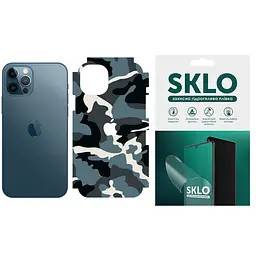 Захисна плівка SKLO Back (тил+грани без углов+лого) Camo для Apple iPhone X (5.8) Блакитний / Army Blue