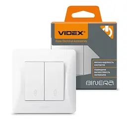 Вимикач двоклавішний Videx Binera прохідний білий (VF-BNSW2P-W) - мініатюра 6