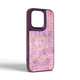 Кожаный чехол для Apple iPhone 14 Pro, Harder Crocosaur, фиолетовый, термополиуретан ТПУ + экокожа с текстурой крокодила, панель, защита корпуса, противоударный, микрофибра, рамка вокруг камеры, защита всего корпуса, (ARM76722) - мініатюра 2