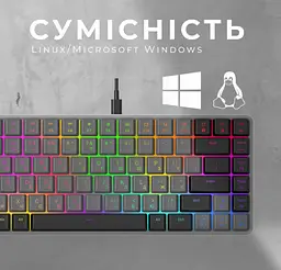 Клавіатура ігрова механічна GamePro GPMK-141R Red Swich Low Profile 75 RGB Dark Gray - мініатюра 4