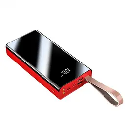 Універсальна зарядна батарея Sunix 30000mAh Power Bank + вбудований кабель + ліхтарик (Чорний з червоним) - мініатюра 2