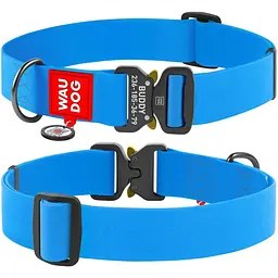 Нашийник для собак Waudog Waterproof, коллартекс, водостійкий, з QR паспортом, 43-70х4 см, блакитний - мініатюра 3