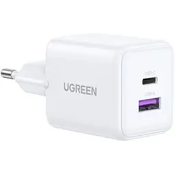 Зарядний пристрій 2xUSB 30W (USB-A + USB-C) X516 Gan білий Ugreen (65015) - мініатюра 3