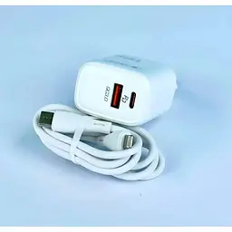 Зарядний пристрій Celebrat C-H3 Type C + USB QC3.0 20W Charger White + Lightning Cable - мініатюра 3