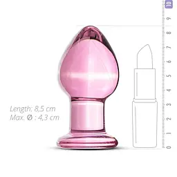 Рожева анальна пробка зі скла Gildo Pink Glass Buttplug - мініатюра 3
