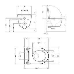 Унітаз підвісний Qtap Taurus безободковий з сидінням Soft-close QT2433084EUQW, Білий - мініатюра 2