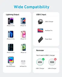 Кабель Lightning Anker USB-C to Lightning 1.8m Білий (A81B6H21) - мініатюра 3