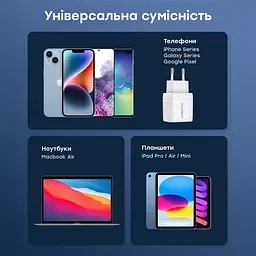 Мережевий зарядний пристрій Choetech PD6052 PD35W GAN A+C White (43-00128) - мініатюра 6