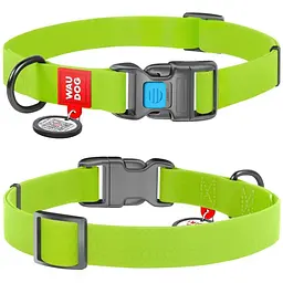 Нашийник для собак Waudog Waterproof, коллартекс, водостійкий, з QR паспортом, пластикова пряжка-фастекс, 31-49х2,5 см, салатовий - мініатюра 3
