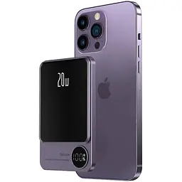 Повербанк MagSafe Power Bank Q9 бездротовий з бездротовою зарядкою для iPhone 5000 mAh 20W Purple - мініатюра 2