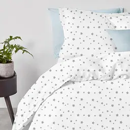 Комплект постільної білизни Cosas євро з простирадлом на резинці GREY STARS CS1 200 x 220 см (StarGrey_El-Blue_200) - мініатюра 2