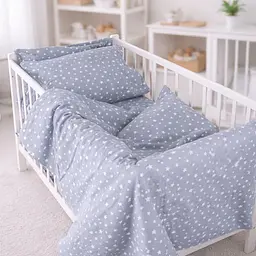 Дитяча постільна білизна MIRSON LITTLE KIDS фланель Grey Stars 110х160см (2200012800867) - мініатюра 3