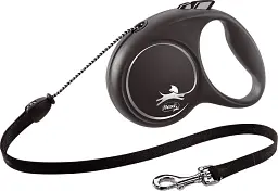 Повідець-рулетка Flexi Black Design M для собак середніх порід трос 5 м до 20 кг срібний