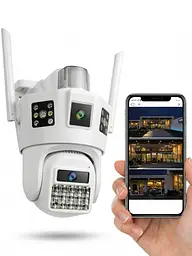 Інтелектуальна IP-камера Wi-Fi HD, IP-66, для зовнішнього та внутрішнього відеоспостереження, поворотна, з Wi-Fi, мікрофоном, - мініатюра 3