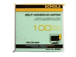 Папір клейкий SCHOLZ , 76х76мм, 100арк. жовтий, 8068